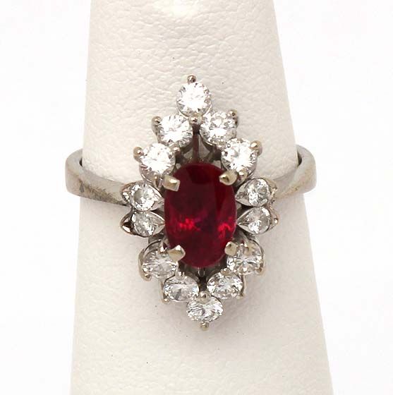 14K GOLD 1.55 CTS. DIAMONDS & PIGEONS BLOOD RUBY RING  