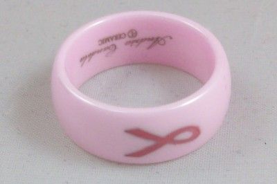 ANDREA CANDELA ~ PINK CERAMIC RING ~ BREAST CANCER  