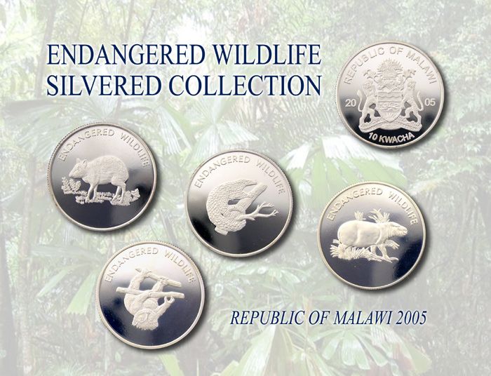 COIN ENDANGERED ANIMAL SILVERED SET Malawi  