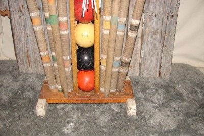 Vtg/Antique Nice Wood Croquet Lawn Game Set  