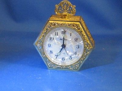 Vintage German Gold tone SETH THOMAS Alarm mantle clock  