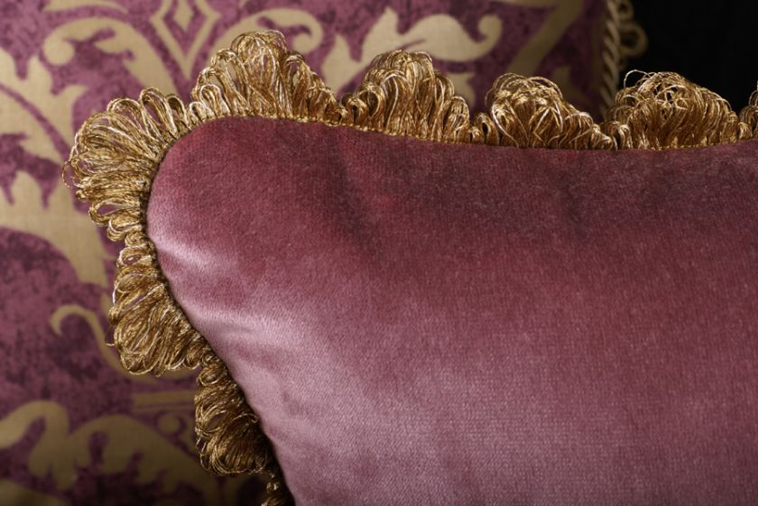 Decorative Throw Pillows in Scalamandre Venezia Fabric, Velvet and 