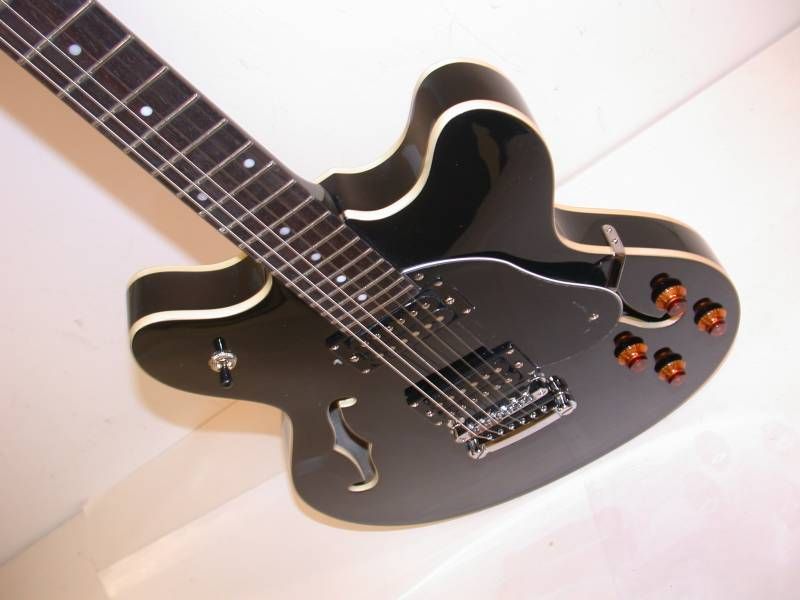 Oscar Schmidt Delta Blues Semi Hollow Guitar, Black, OE30B  