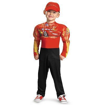 Halloween Dress Up Boys Disney Cars McQueen Muscle Costume Size 4 6 