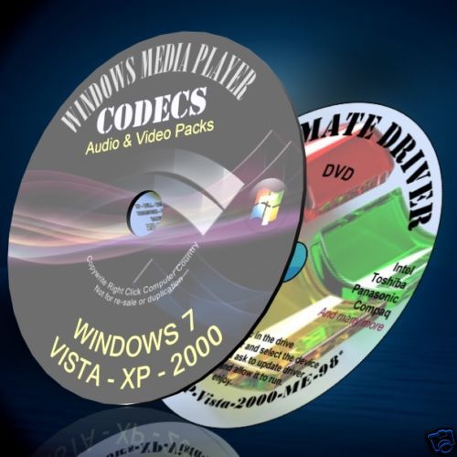 DRIVERS & CODEC PACKS FOR PC & LAPTOP REPAIRS 2 DISKS  