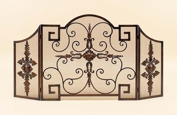 Elegant Antique Bronze Fireplace Screen  