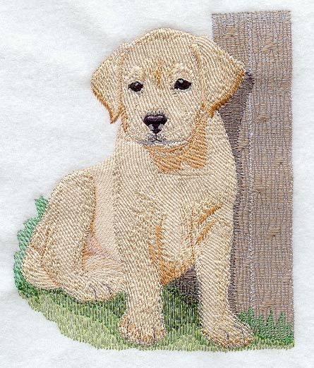 LABRADOR PUPPY   MACHINE EMBROIDERED QUILT BLOCK (AZEB)  