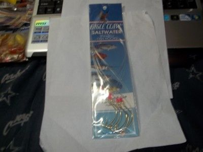 EAGLE CLAW 5/0 SALTWATER FLUKE/WIDE GAP SNELLED HOOKS  