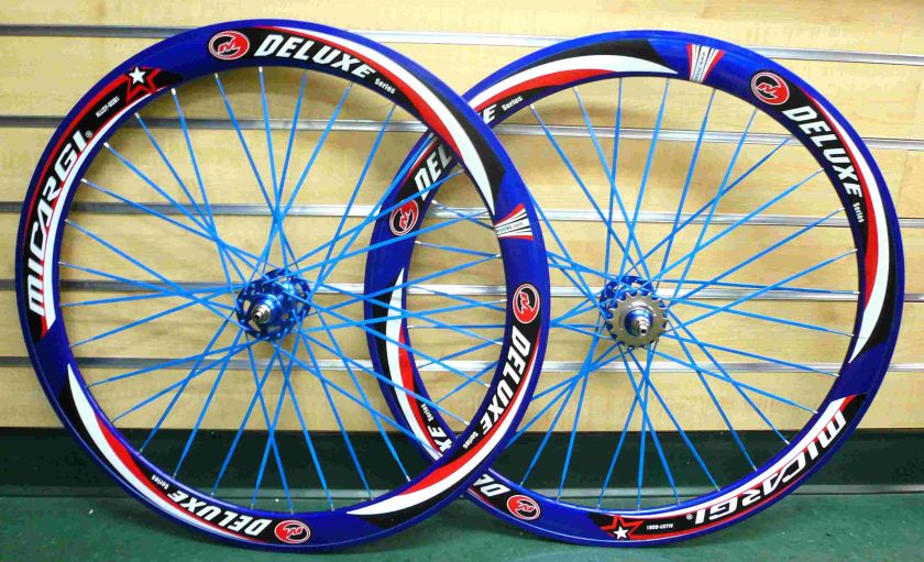 Fixed Gear 700c Wheels Sealed Bearing Deep 50mm Blue Rim Blue Flat 