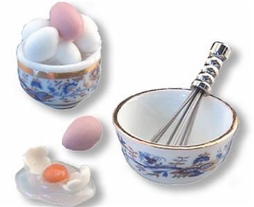 Reutter Fresh Egg Set Dollhouse whisk blue onion 112  