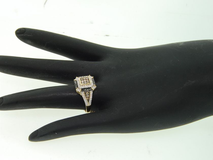 10K LADIES YELLOW GOLD CHOCOLATE BROWN & BLACK DIAMOND ENGAGEMENT 