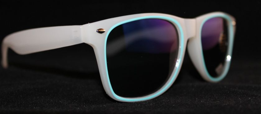 White GLoW IN ThE DaRk Wayfarer SunGlaSSes Mirror LeNs ReTrO LooK 