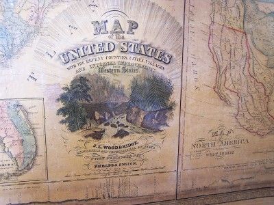 1845 Wall Map United States Phelps & Ensign 62x47 Orig  