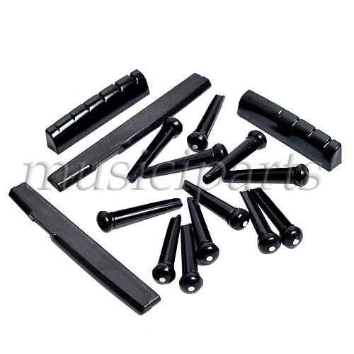 sets black Acoustic Guitar Bridge Pins & saddle & Nut quality guitar 