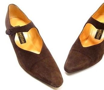 Vintage Ombeline Paris Brown suede Mary Jane Pump 7.5M  