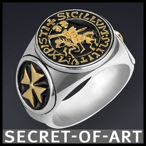 KNIGHTS TEMPLAR MASONIC SILVER 925 RING 24K GOLD PLATED  