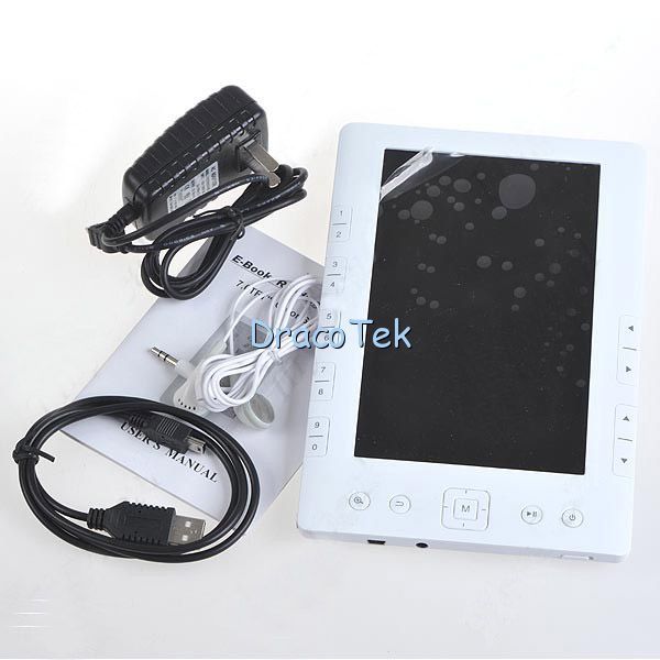 TFT E Book Reader Media Player w/ FM Radio white 4GB  