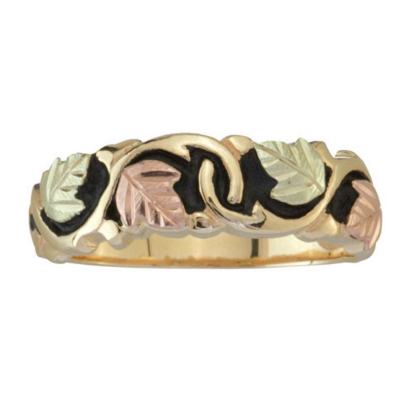 BLACK HILLS GOLD MENS ANTIQUED WEDDING RING 4930 AN  