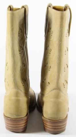   Leather Floral Perforation Western Pull On Cowboy Boots Size 10 M