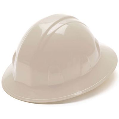 Pyramex HP24110 Full Brim Hard Hat 4 Point Ratchet Suspension   White 