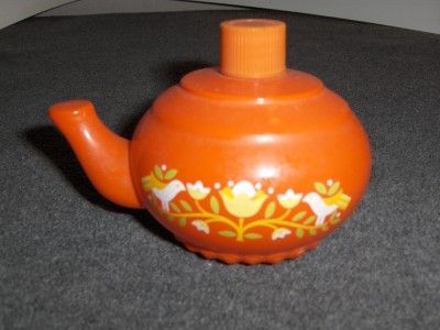 Avon orange teapot, vintage honeysuckle bath oil decanter  