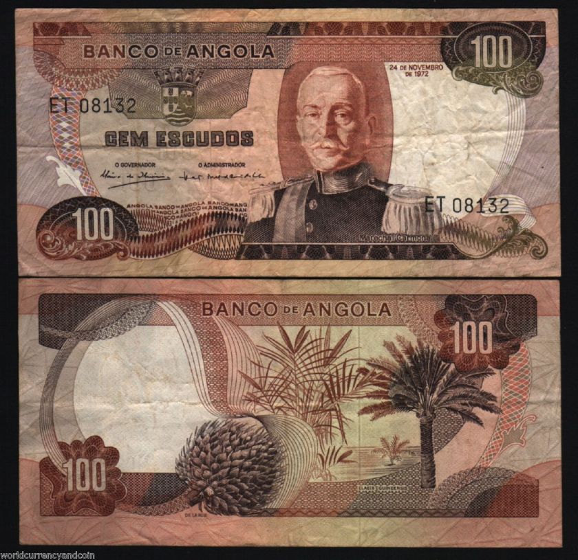   AFRICA 100 ESCUDOS P101 1972 PLANTS TREE PORTUGAL USED NOTE  