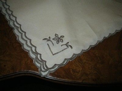 VINTAGE ECRU LINEN TABLE RUNNER TABLECLOTH & NAPKINS  