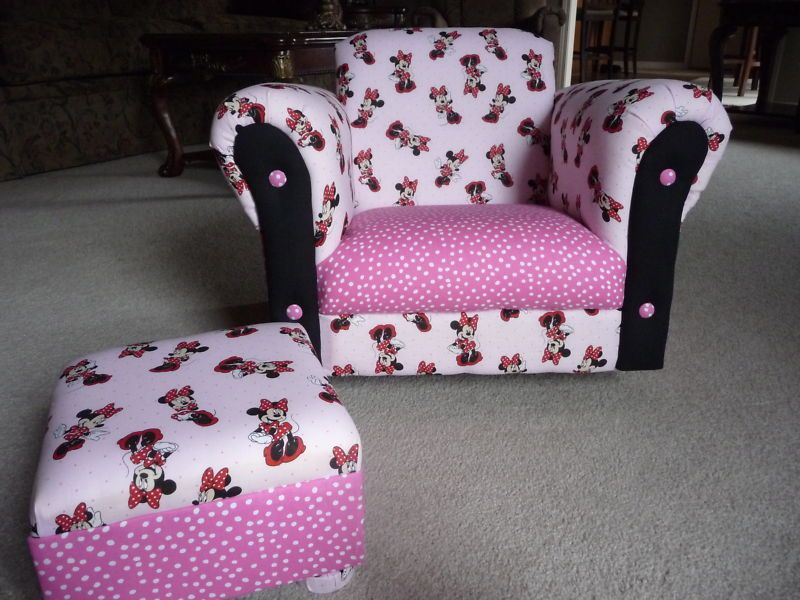 CHILDRENS ROCKING CHAIR WITH MINNIE MOUSE FABRIC  