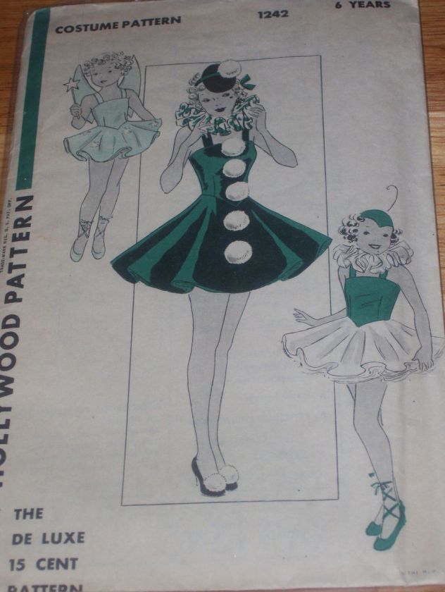   (1930s) HOLLYWOOD #1242   GIRLS FAIRY   PIERRETTE PATTERN 6yrs uc