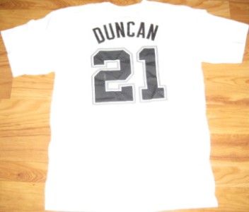 NEW SAN ANTONIO LOS SPURS DUNCAN T SHIRT JERSEY M MEDIUM MED WHITE NBA 