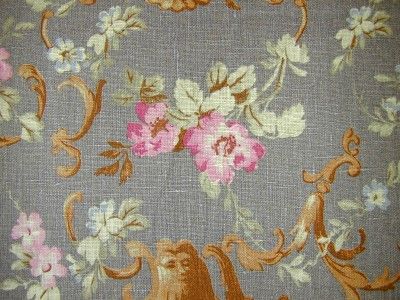 French Designer Linen Cameo Lilac Toile Curtain Fabric  