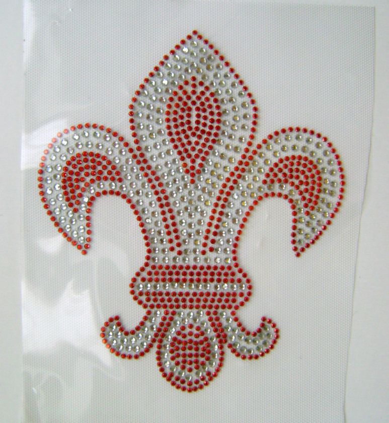 FLEUR  DE  LIS RHINESTONE STUD IRON ON APPLIQUE HEAT TRANSFER  