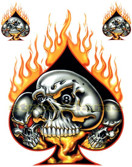 FLAMING SKULLS DECALS TANKS FENDERS WINDOW CHOPPER QUAD  