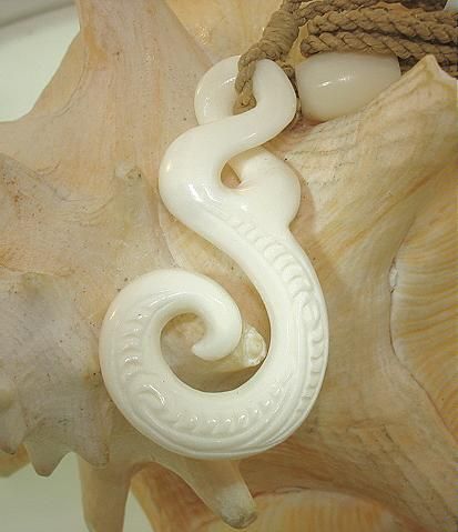 Genuine Maori 3D Twist Koru Rebirth Cow Bone Pendant #5  