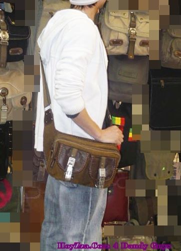 Mens Small Vintage Shoulder Fanny Messenger Bag Brown  