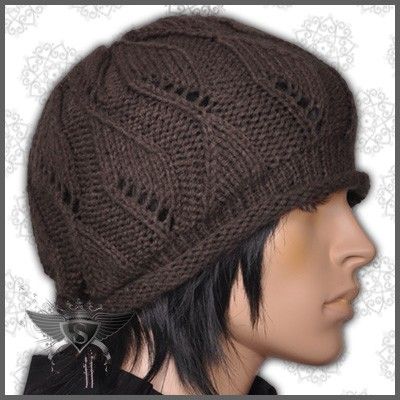   Medium Gray Beige Weave Men Beanie Hat Cap Openwork Degage Rock  