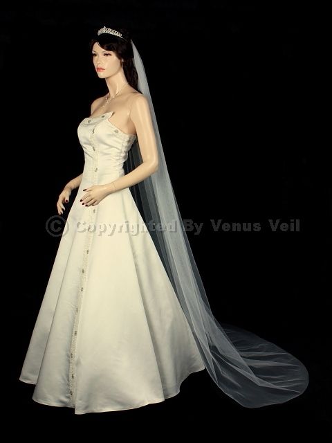 1T Ivory Bridal Wedding Chapel Cut Edge Veil  