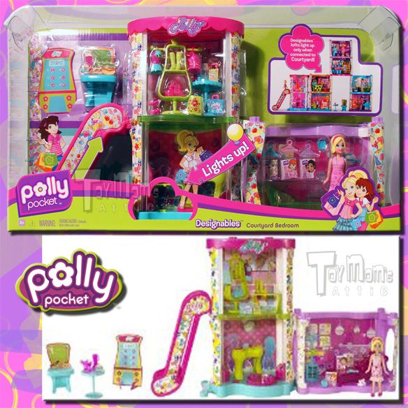 POLLY POCKET   DESIGNABLES   BEDROOM COURTYARD PLAYSET  